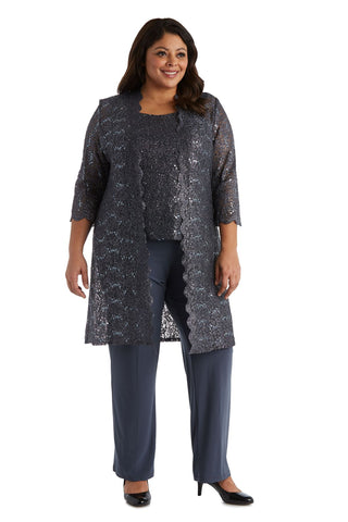 RM Richards Plus size Women's 3 Piece Scalloped Sequin Lace Pant Suit ...