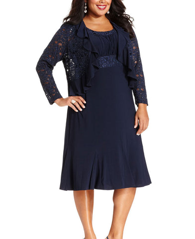 plus size navy blue dress with sleeves