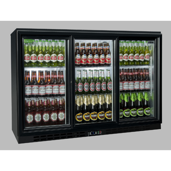 RHINO BAR BOTTLE COOLER COLD 1350H BLACK TRIPLE DOOR HINGE FULL STUDIO MASTER
