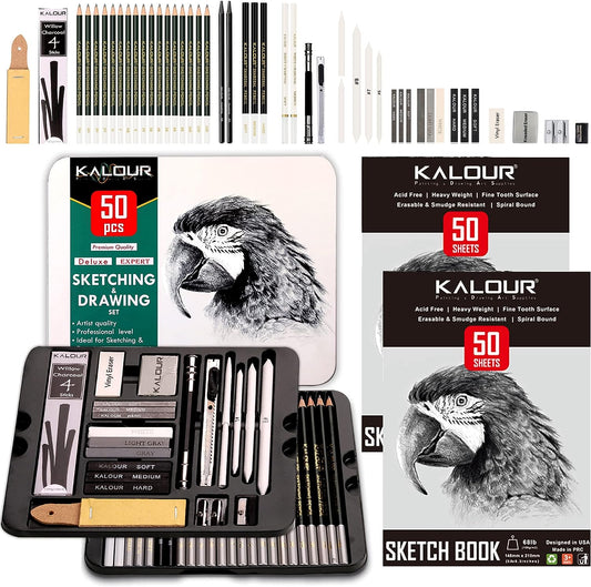 KALOUR 76 Drawing Sketching Kit Set - Pro Art Supplies with