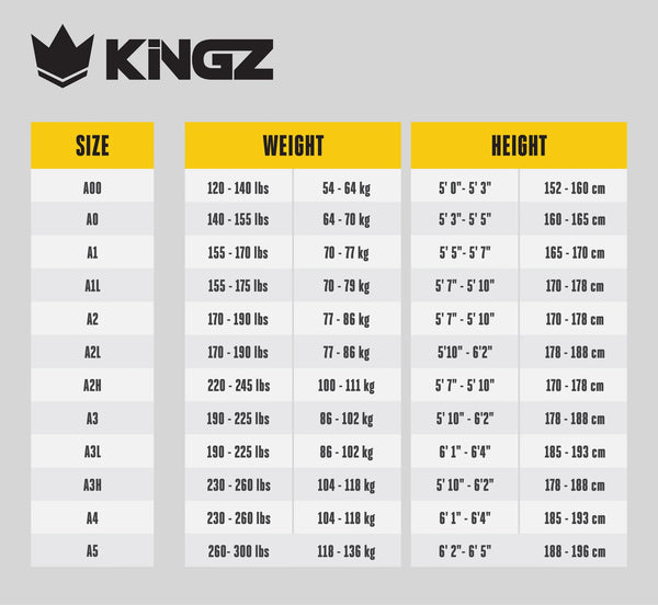 Kingz Size chart