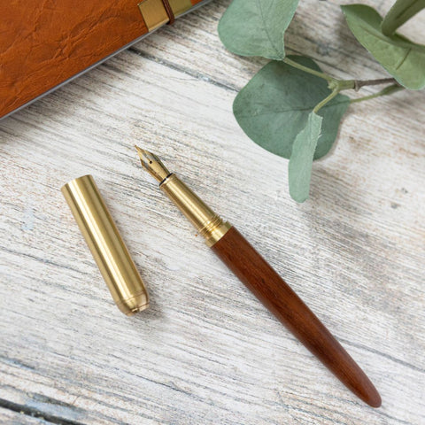 Wooden Fountain Pen with brass nib