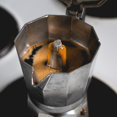 Brewing Cuban coffee in a moka pot.