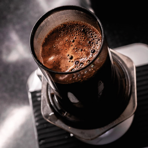brewing coffee in an aeropress