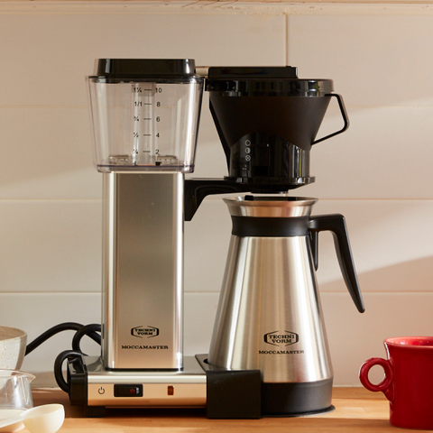 Moccamaster coffee maker on a countertop.