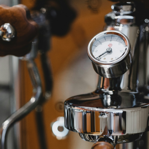 A pressure gauge found on most espresso machines.