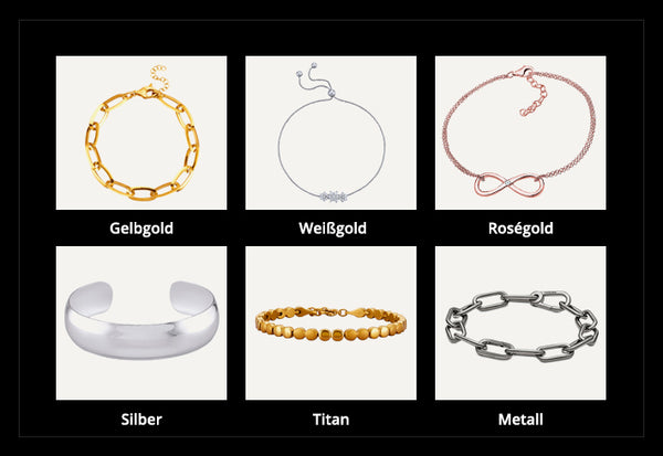 Armbänder -  Gelbgold, Weißgold, Rosegold, Silber, Titan und Metall