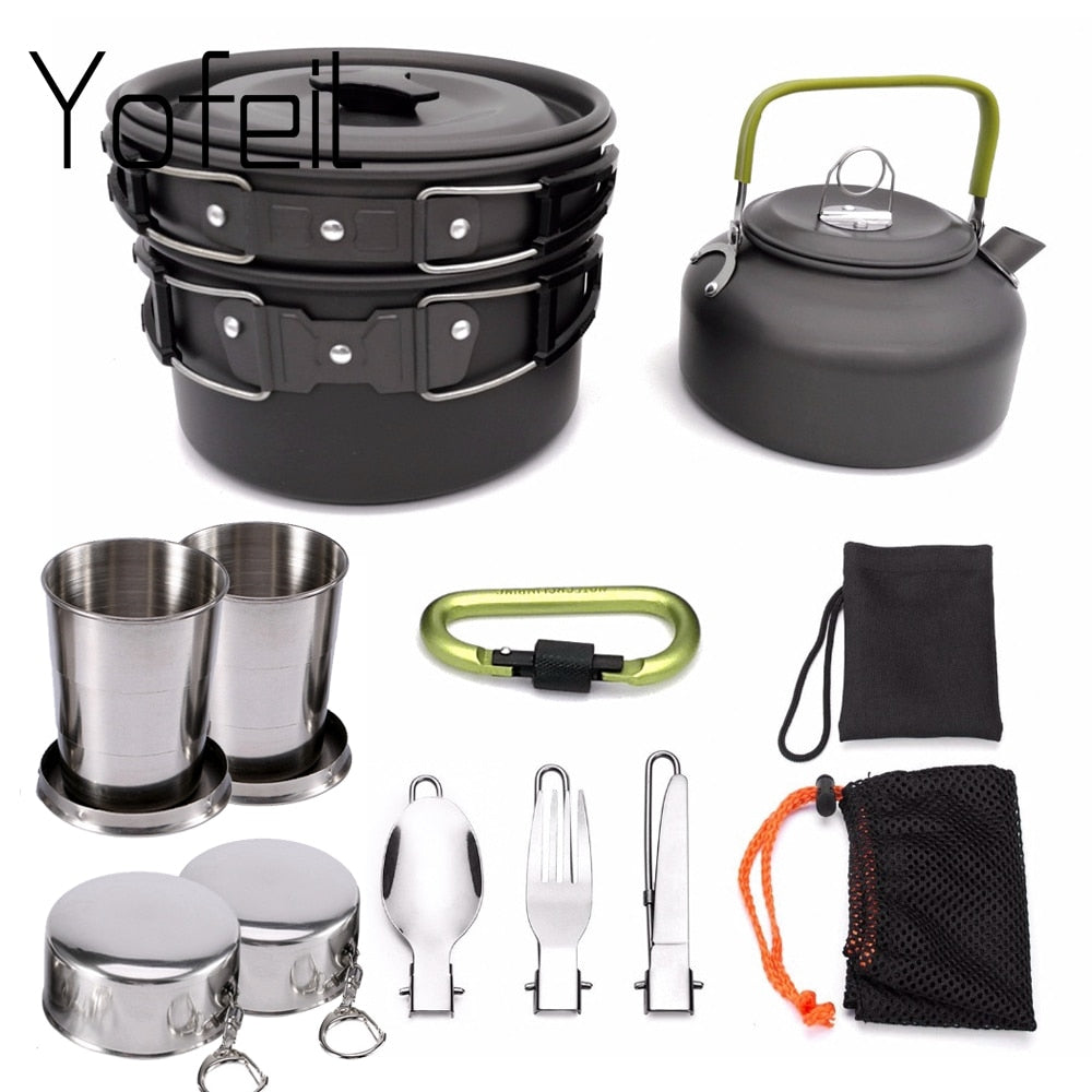 Portable Camping Cookware Cooking Set with Folding Pot, Water Bottle and  Pans Set with Mesh Bag for Outdoor Backpacking, Hiking, Picnic - China  Camping Cooking Set and Cookware Set price