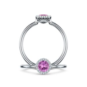 18k white gold pink sapphire and diamond Cannele ring by Andrew Geoghegan at designyard contemporary jewellery dublin ireland