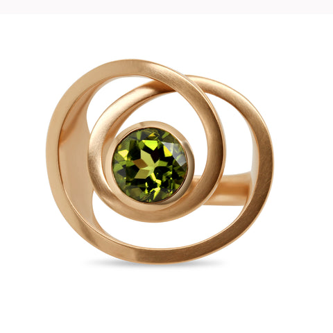 Angela Hubel 18k Rose Gold Peridot Pirouette Ring