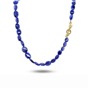 18k gold and Sapphire bead necklace by Friederike Grace at DesignYard contemporary jewellery gallery dublin ireland