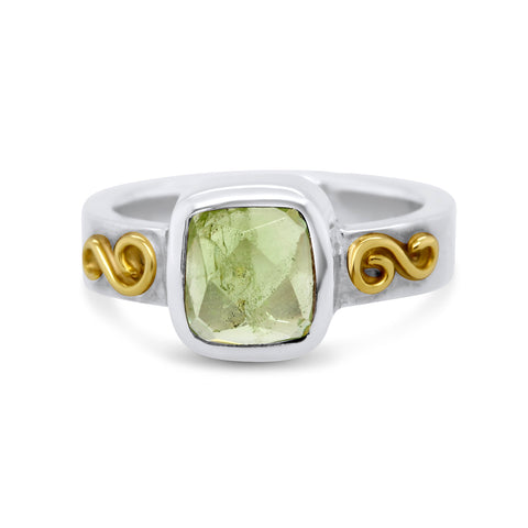 Friederike Grace Sterling Silver 18k Yellow Gold Peridot Infinity Ring