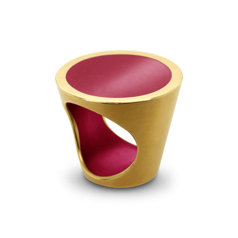 Monica Jacubek  18k Yellow Gold Red Resin Cone Ring