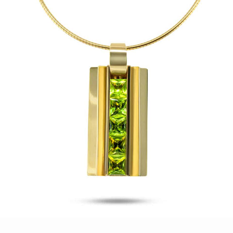 rudolf heltzel 18k yellow gold 5 peridot statement pendant designyard contemporary jewellery gallery dublin ireland