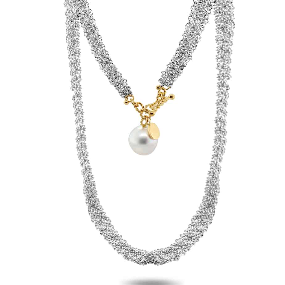 Sterling Silver 14k Yellow Gold White Pearl Bubble Lariat – DESIGNYARD