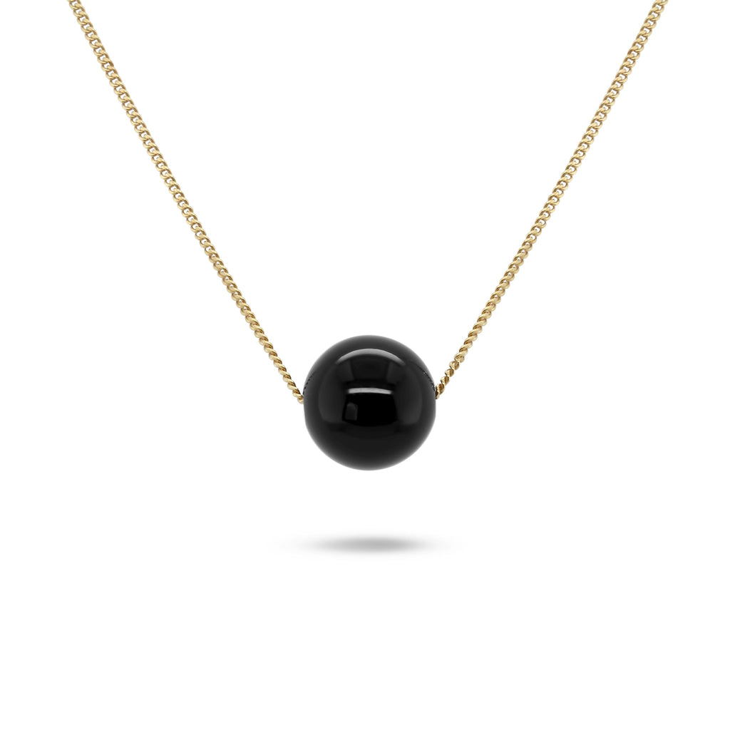 Geometric black agate and brass spike necklace – Buhndi