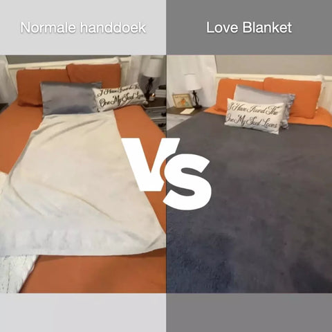 The Love Blanket love blanket is compared to a regular towel.