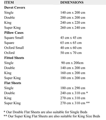 Size chart