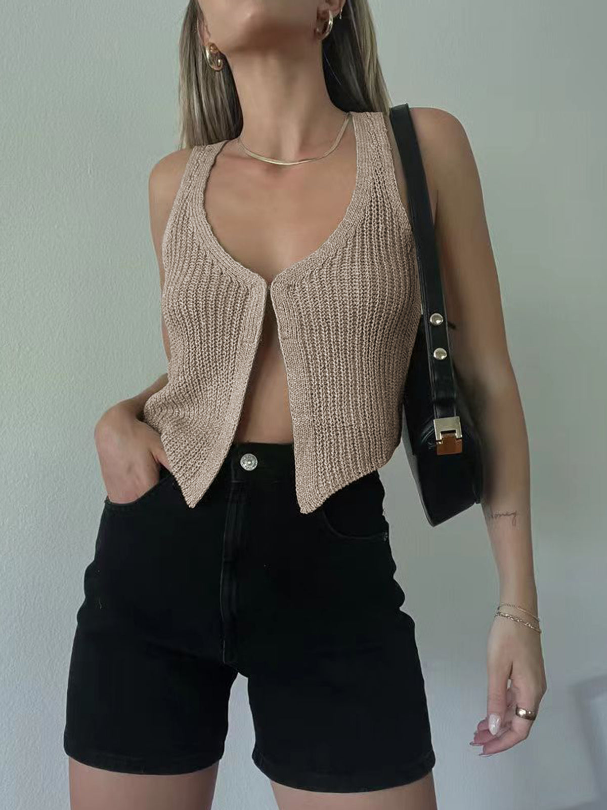 Hook-and-Eye Knit Vest - Alaura product image