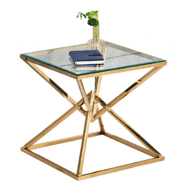Guéridon PYRAMIDE Gold Transparent 55x55x H55 cm