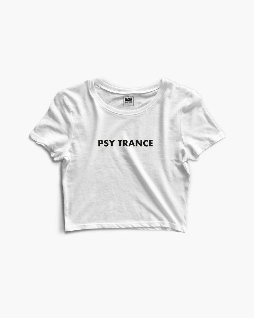 Psy Trance Crop Top in weiss