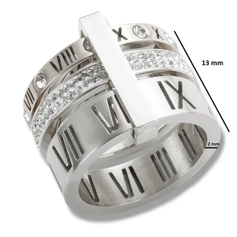 Roman Elegance Triple-Ring Silver