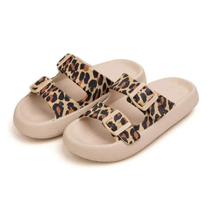 Leopard Buckel Cloud Slides - Bell Bottom Blues Boutique 