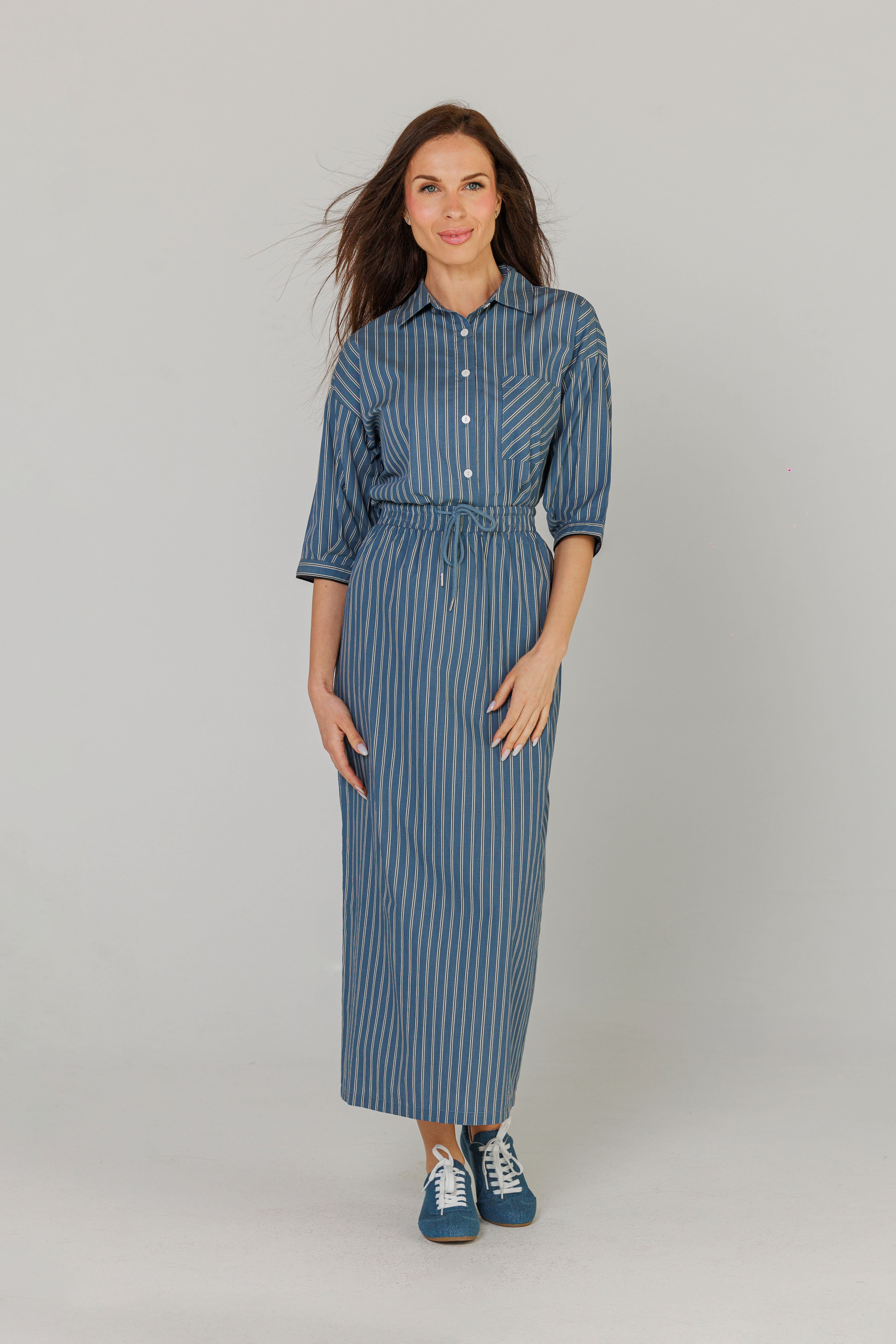 Blue striped set skirt