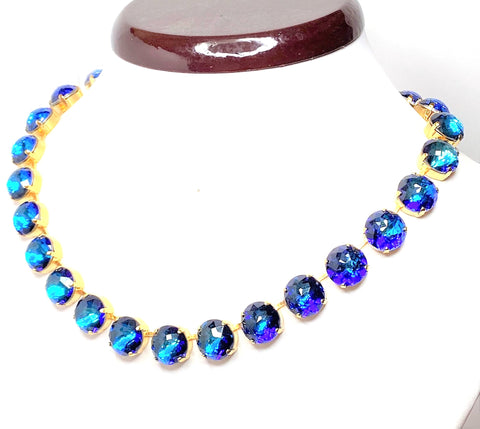 Bermuda Blue gold plated, Georgian Collet necklace
