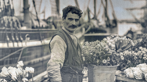Alfonso Pelicano Selling Flowers in 1907