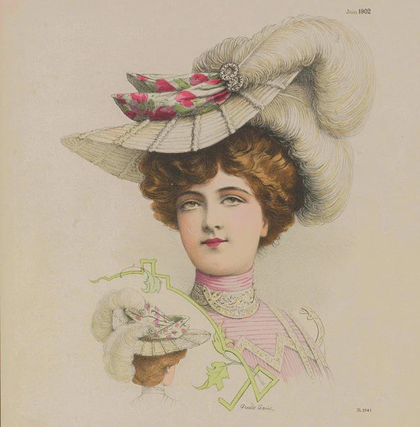 In the 1900's, feathers were a popular and fashionable decoration for designer hats.