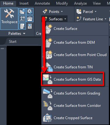 Creating A Surface From Gis Data Gis Integration With Civil 3d 2020