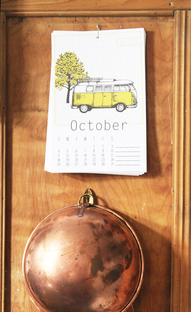 bol en cuivre et flocons paperie calendrier sérigraphie d'octobre