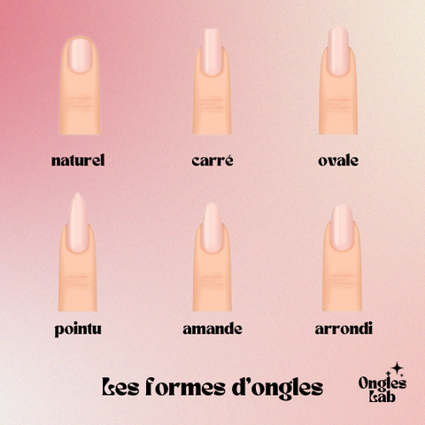 schéma explicatif des différentes formes d'ongles