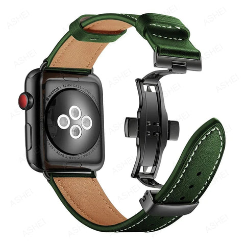 Leather Apple Watch Band in Green