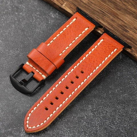 Leather Apple Watch Band in Orange