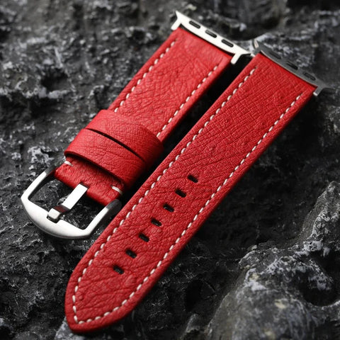 Leather Apple Watch Band in Red