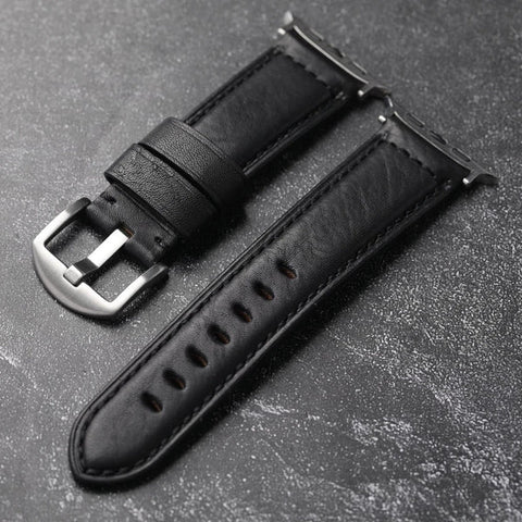Leather Black Apple Watch Band
