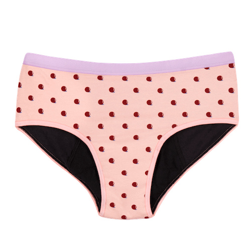 teens moderate brief teen period underwear - let's polka! in sizes 9-16 tween leakproof undies