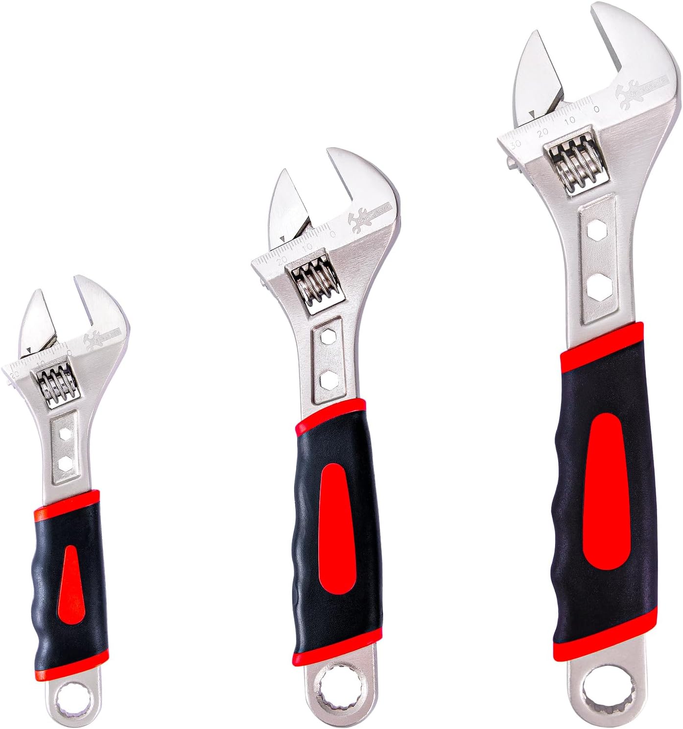 Navegando Adjustable Wrenches Set, Shifter Movable Spanners Set Adjustable Wrench Tools Kit with Rubber Grip (6/8/ 10 IN)