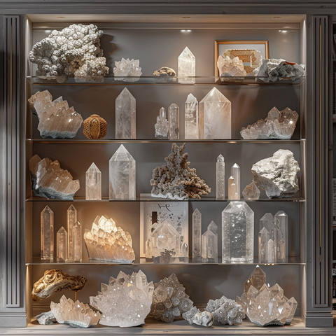 crystal in book shelf