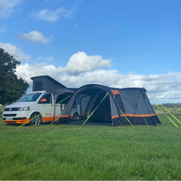 OLPRO Cocoon Breeze Driveaway Awning in a field