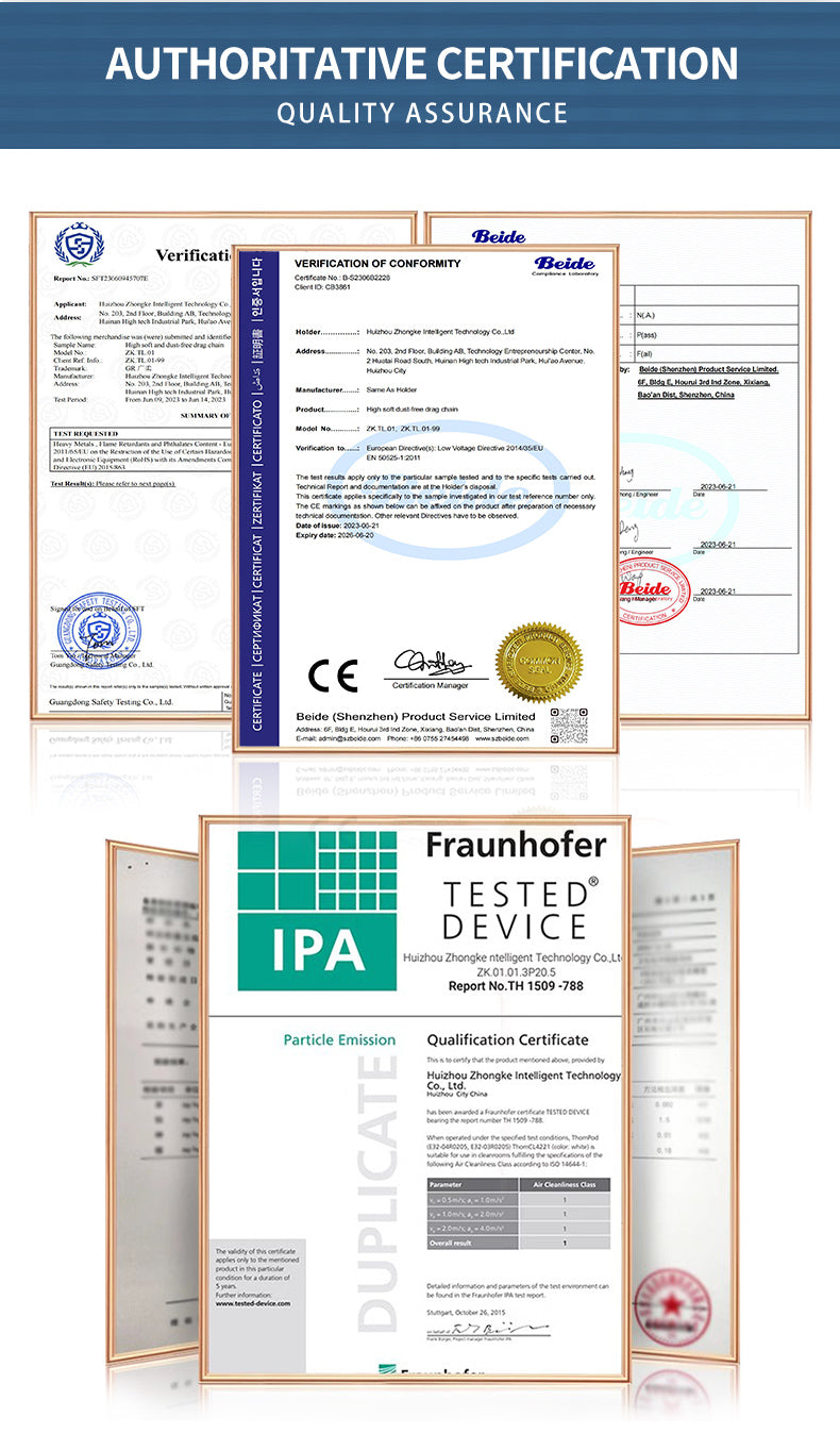 Dust-Proof Drag Chain for Industrial Automation Equipment Cable Protection Certification