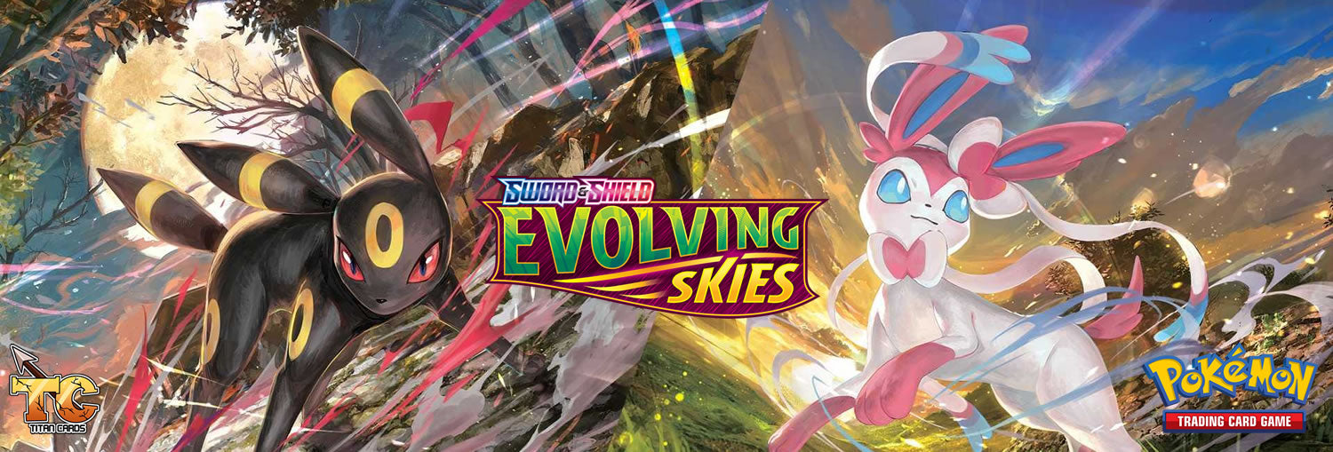 Sword & Shield Evolving Skies Banner featuring Umbreon and Espeon