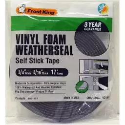 Frost King Vinyl Foam Weatherseal 3/4" X 3/16" X 17' L Charcoal (3/4" X 3/16" X 17', Charcoal)