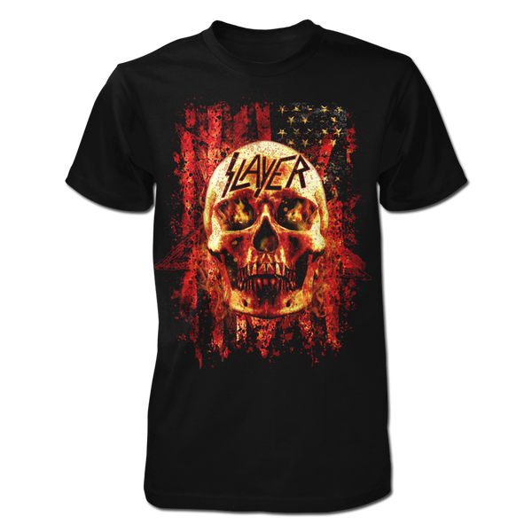 Flag Skull Flames Tee | Mens | Slayer Store