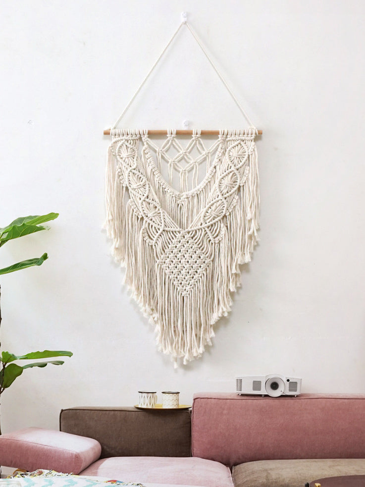 Handmade Boho Geometric Woven Tapestry with Tassel