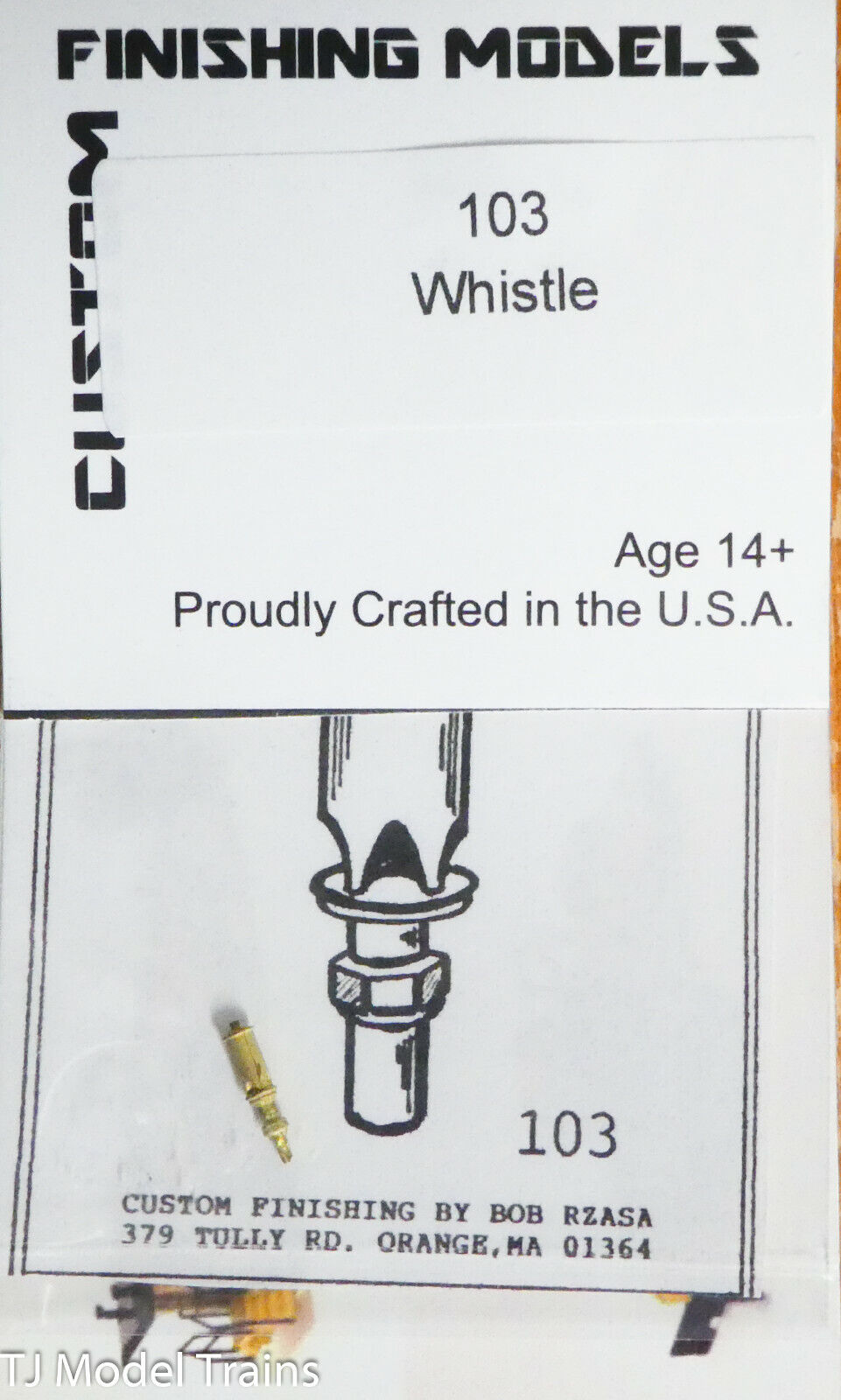 Custom Finishing Models HO #103 Whistle (Brass Part) HO Scale