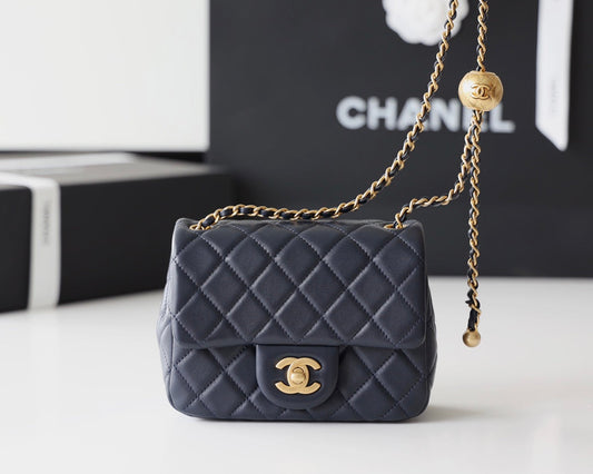 Chanel Top Handle Mini Rectangular Flap Bag Black Grained Calfskin