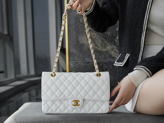 CHANEL Classic Mini Flap Bag Top Handle White – Sartorial Avenue